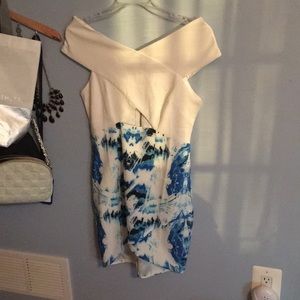 Off the shoulder, tight mini dress